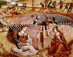 Ariadne, Theseus and the maze detail
